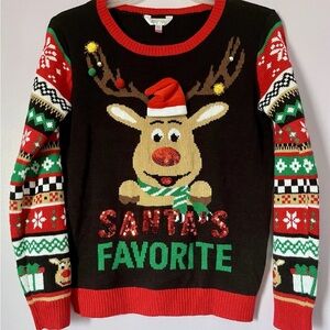 Cute Women's Santa's Favorite Reindeer Ugly Christmas Sweater - Size Small New